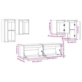 ZNTS TV Cabinets 6 pcs Solid Wood Pine 3100239