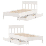 Bed Frame without Mattress White 100x200 cm Solid Wood Pine 3301873