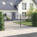 Fence Gate with Lock Grey 401 x 224.5 cm Steel 42008944