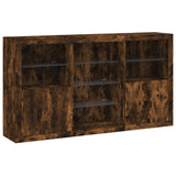 Sideboard with LED Lights Smoked Oak 181.5x37x100 cm 3209181