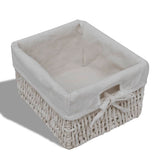 ZNTS Wooden Cabinet 3 Left Weaving Baskets White 240794