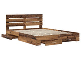 Bed Frame with Drawer Old Wood 140 x 190 cm Engineered Wood 3411978