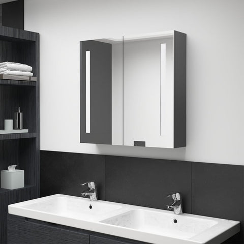 ZNTS LED Bathroom Mirror Cabinet Grey 62x14x60 cm 326520