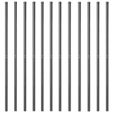 Fence Posts 12 pcs Grey 210 cm Powder-coated steel 42012772