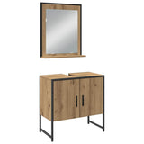 Bathroom Furniture Set with Shelf 3 pcs Brown Engineered wood 3334358