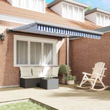 Retractable Awning Blue and white 300 x 250 cm Fabric, Metal 3329910