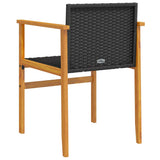 Garden Chairs 2 pcs Black Poly Rattan&Solid Wood 368708