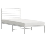 Metal Bed Frame without Mattress with Headboard White 100x200cm 352363