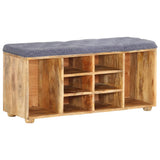 Hall Bench Natural wood, Grey Solid mango wood, 100% polyester fabric 285891