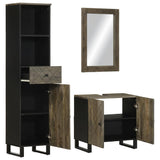 3 Piece Bathroom Furniture Set Black Solid Wood Mango 3310001
