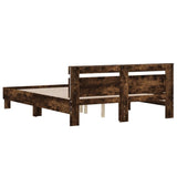 Bed Frame Smoked Oak Engineered wood & Plywood Double Bed Frame 3207550