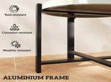 Round Small Garden Table, 60cm Outdoor Side Table with Faux Marble Tempered Glass Top, Aluminium T3398P377591