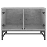 Coffee Table with Glass Doors Concrete Grey 68.5x50x50 cm 836542