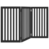 Dog Gate Foldable 3 Panels Black 150 cm Poplar Wood 352254