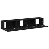 TV Cabinet Set 2 pcs Black Oak Engineered Wood 3333055