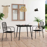 3 Piece Garden Dining Set Cotton Rope and Steel Black 3058277