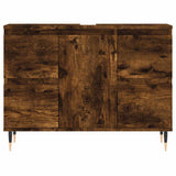 Bathroom Cabinet Smoked Oak 80x33x60 cm Engineered Wood 831649