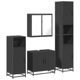 ZNTS 4 Piece Bathroom Furniture Set Black Engineered Wood 3301185