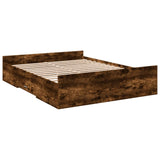 Bed Frame with Drawers without Mattress Smoked Oak 160x200 cm 3280283