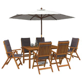 7-Piece Garden Dining Set Natural Solid Acacia Wood 3434573