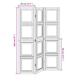 Room Divider 3 Panels White Solid Wood Paulownia 358685