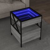 ZNTS Coffee Table with Infinity LED Grey Sonoma 40x40x51 cm 847720