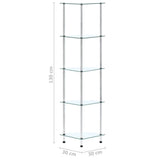 5-Tier Shelf Transparent 30x30x130 cm Tempered Glass 249516