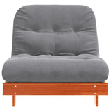 Futon Sofa Bed with Mattress Wax Brown 90x206x11 cm Solid Wood Pine 846763