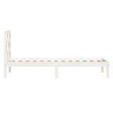 Bed Frame White Solid Pine Wood Single Durable Rectangular 3101184