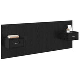 Headboard with Cabinet 3 pcs Black Oak Engineered Wood 3416091