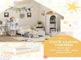 Cloud-Themed Toddler Bed Frame with Safety Rails, 143.5 x 74.5 x 56cm T3398P379029