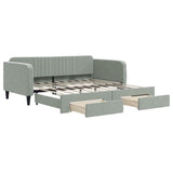 Daybed with Trundle&Drawers without Mattress Light Grey 90x190 cm Single 3197157