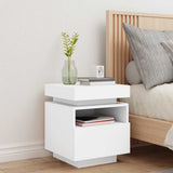 Bedside Cabinet with LED Lights White 40x39x48.5 cm 836784