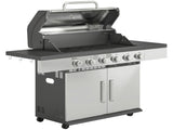 6 Burner Liquid Propane Gas BBQ Grill, Outdoor Portable Gas Barbecue Grill with Warming Rack, Side T3398P555908