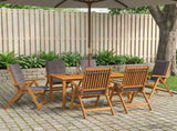 7-Piece Garden Dining Set Natural Solid Acacia Wood 3434579