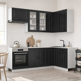 Kitchen Unit PORTO 8 pcs Black Engineered Wood 3438488