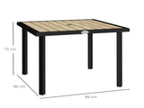 Square Garden Dining Table with 5.4cm Parasol Hole, Slatted Top, Metal Frame, 86 x 86 x 71cm, Brown T3398P320129