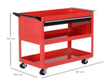 3-Tier Tool Trolley Cart Storage Shelf Roller Cabinet DIY Box Garage Workshop with Drawer Red T3398P344479
