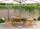 5 Piece Garden Dining Set Beige Polypropylene and Solid Wood 3281783