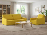 Sofa Set 2 pcs Light Yellow Fabric 3433157