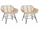 Dining Chair 2 pcs Rattan and Iron Natural 55 x 50 x 74 cm 42011556