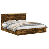 Storage Bed with Drawer Smoked Oak 180 x 200 cm Engineered Wood 3410227