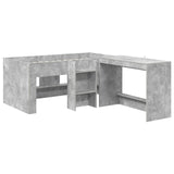 Kids'High Bed Frame with Desk 2 pcs Concrete Grey 3423465