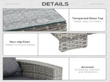 6 Pieces PE Rattan Garden Furniture Set with Three-seat, Armchairs and Footstools, Aluminium Patio T3398P319995