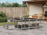 11 Piece Garden Dining Set with Cushions Light Grey Poly Rattan 3211331