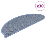 ZNTS Stair Mats Self-adhesive Sisal-Look 30 pcs 65x21x4 cm Blue 3365874