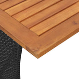 Garden Table with Acacia Wood Top Black 105x75x72 cm Poly Rattan 4104138