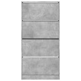 Shoe Cabinet with 4 Flip-Drawers Concrete Grey 80x21x163.5 cm 3214367