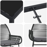 Garden Dining Set with Cushion 5 pcs Black Poly Rattan 3380871