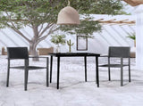 Garden Dining Set Black Powder-coated steel, glass, plastic 3099275
